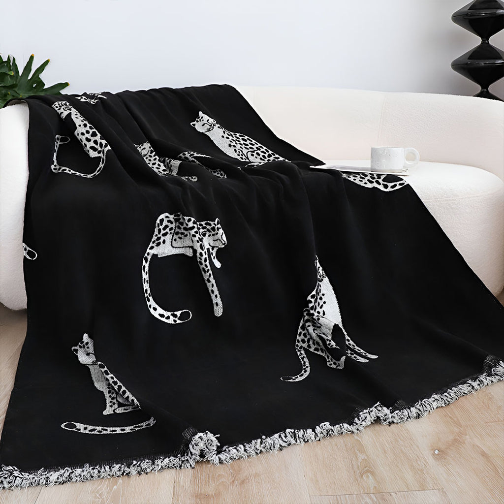 SOGA One-seater Black Sofa Cover Leopard Print 130x180cm Polyester