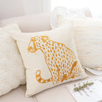 45cm Throw Pillow White Light Luxury with Golden Leopard Design