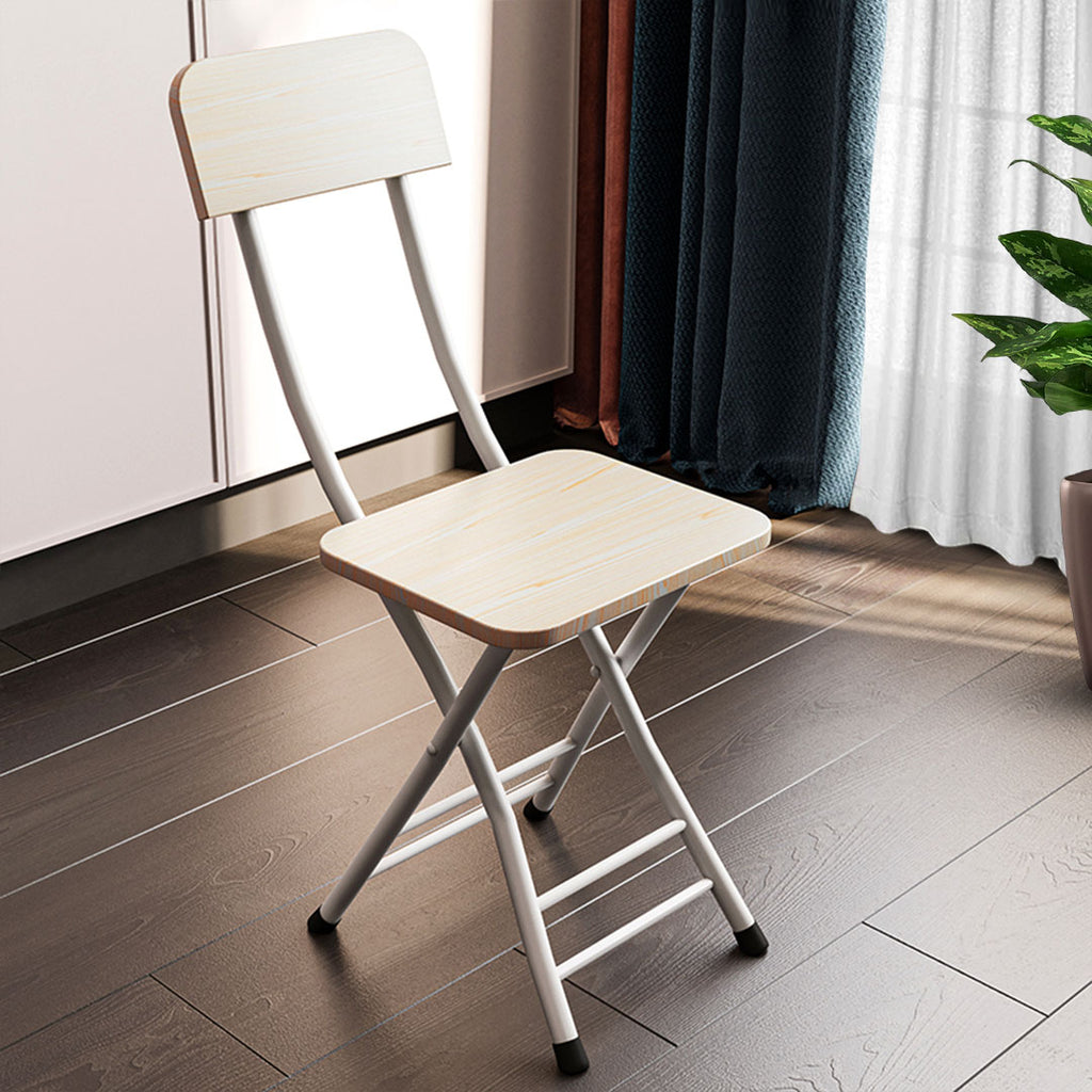 Foldable Chair Space Saving Seat Set of 2 Oak Grain