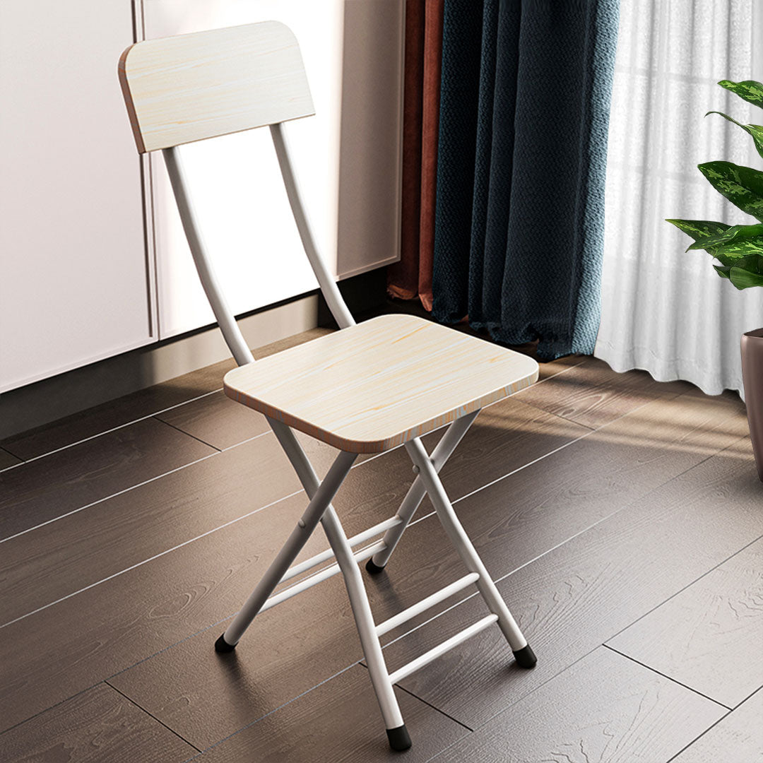 Foldable Chair Space Saving Seat Set of 2 Oak Grain