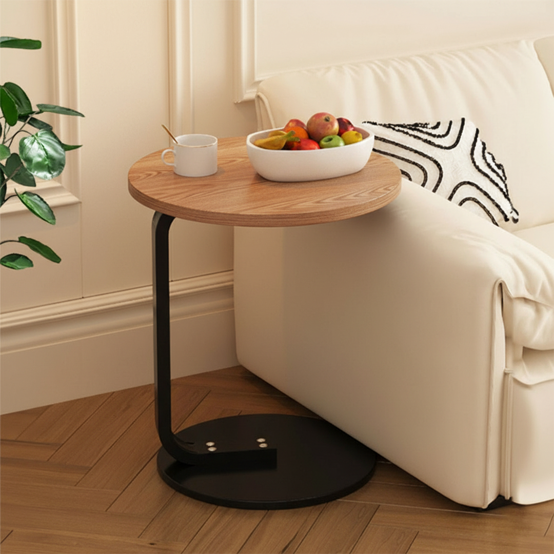 50cm Wood Board Mini Side Table Movable Lightweight w/ Black Frame