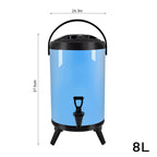 8L Stainless Steel Milk Tea Barrel with Faucet Blue