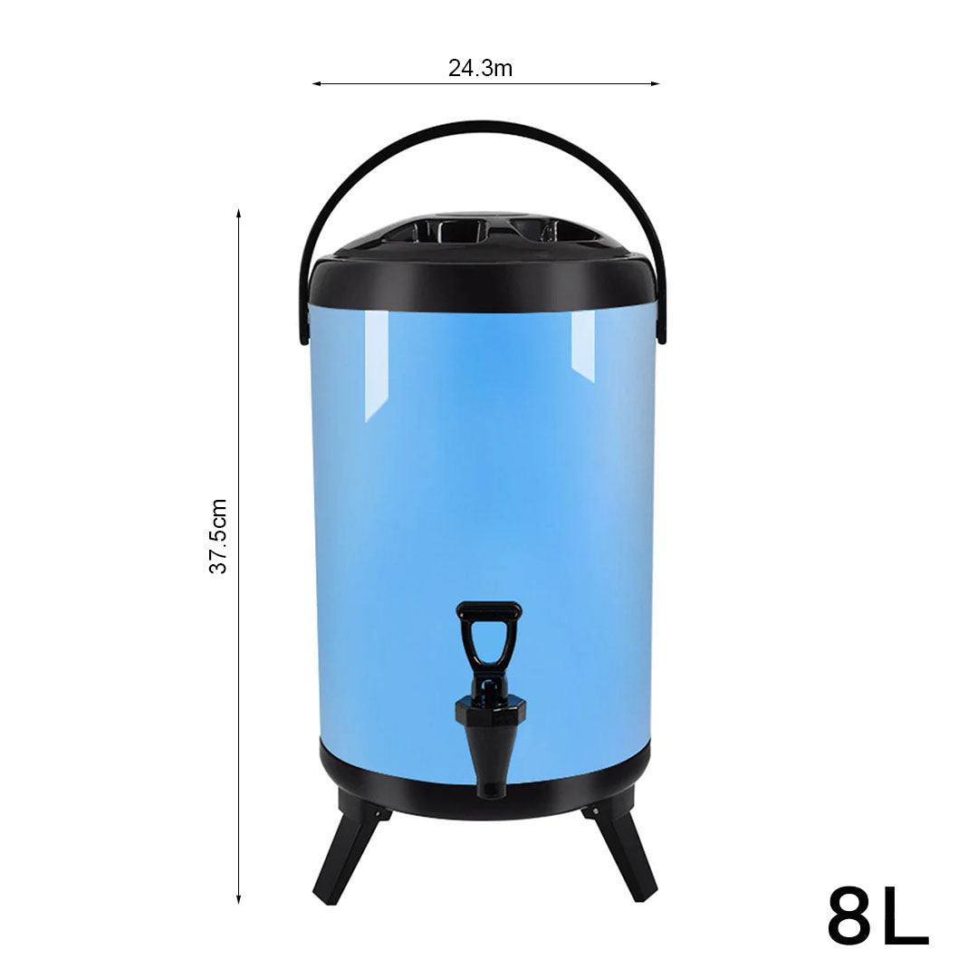 8L Stainless Steel Milk Tea Barrel with Faucet Blue