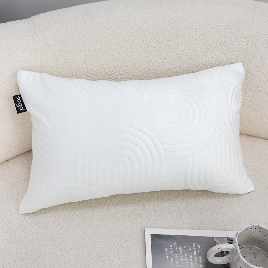 SOGA 30cm White Textured Geometric Pattern Decorative Throw Pillow