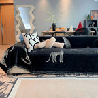 SOGA Four-seater Black Sofa Cover Leopard Print 180x420cm Polyester