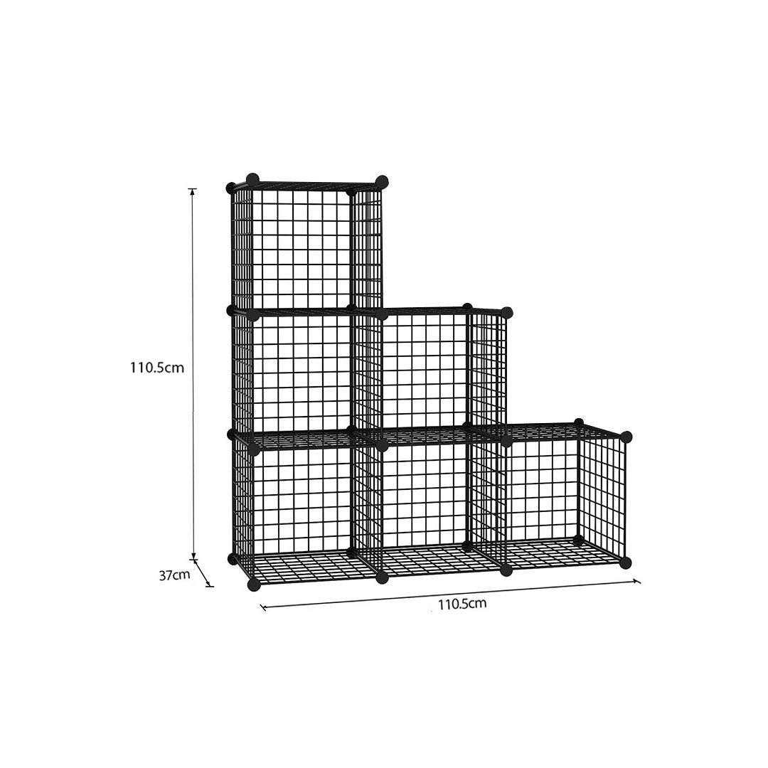 Black Portable 6-Cube 3 Column Storage Organiser