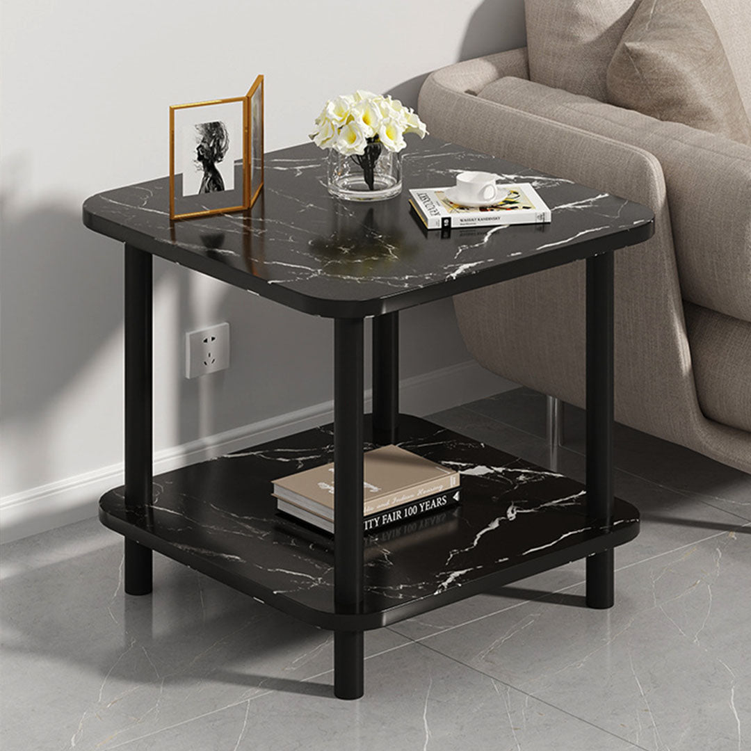 60cm Black Ceramic Table Stone and Black Metal Legs