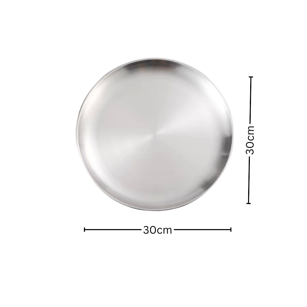 30cm Premium Silver Grilling Plate Durable Heat-Resistant Perfect for BBQs and Outdoor