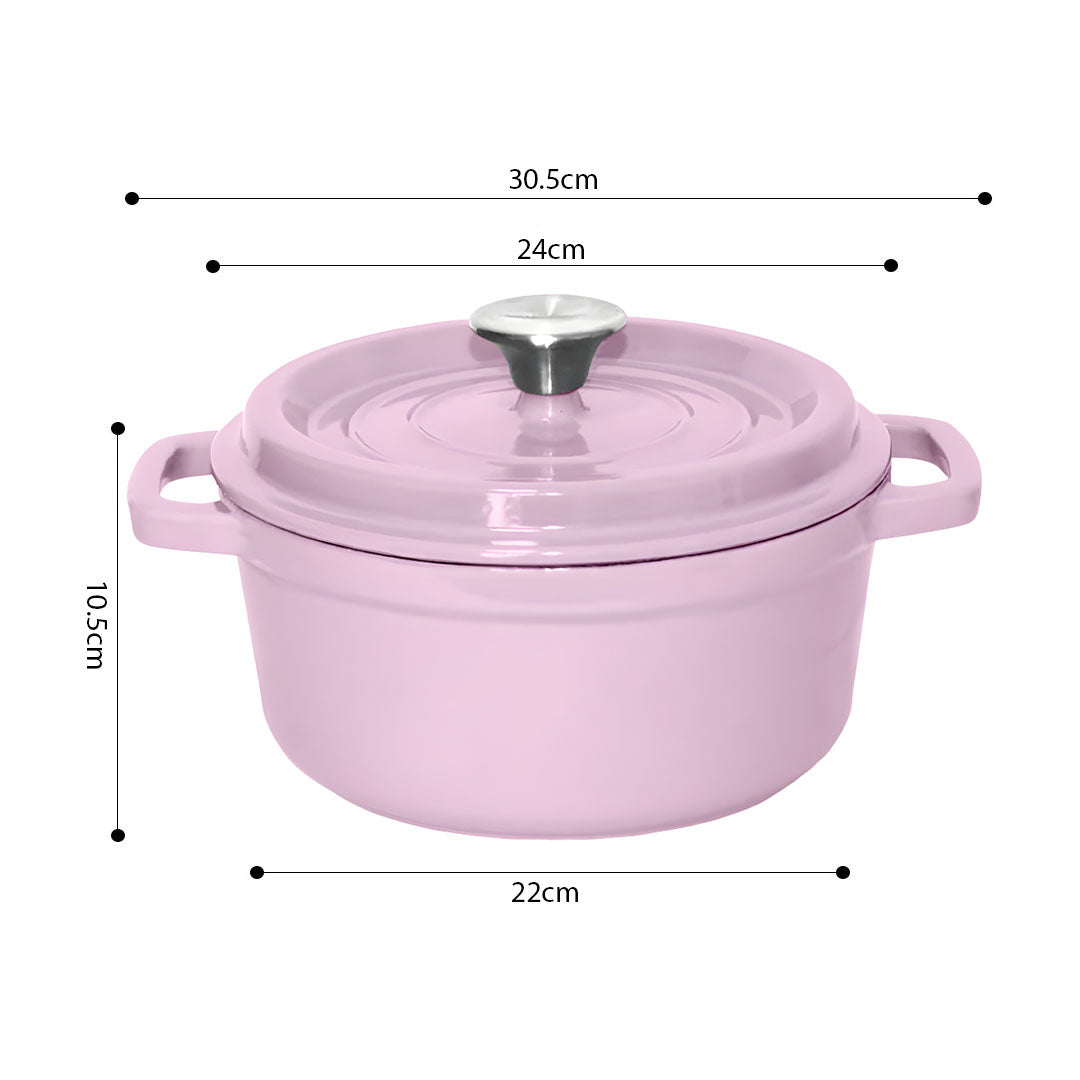 Cast Iron Ceramic Casserole 3.6L Pink 24cm