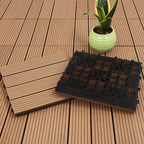 Coffee DIY Wooden Composite Decking Tiles  Set of 11
