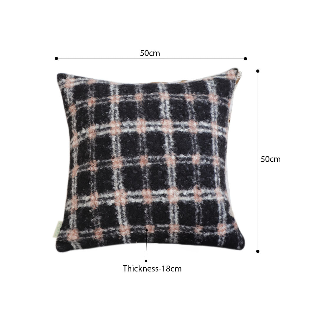 SOGA 2X 50cm Modern Plaid Pattern Blush Pink Gray Throw Pillow