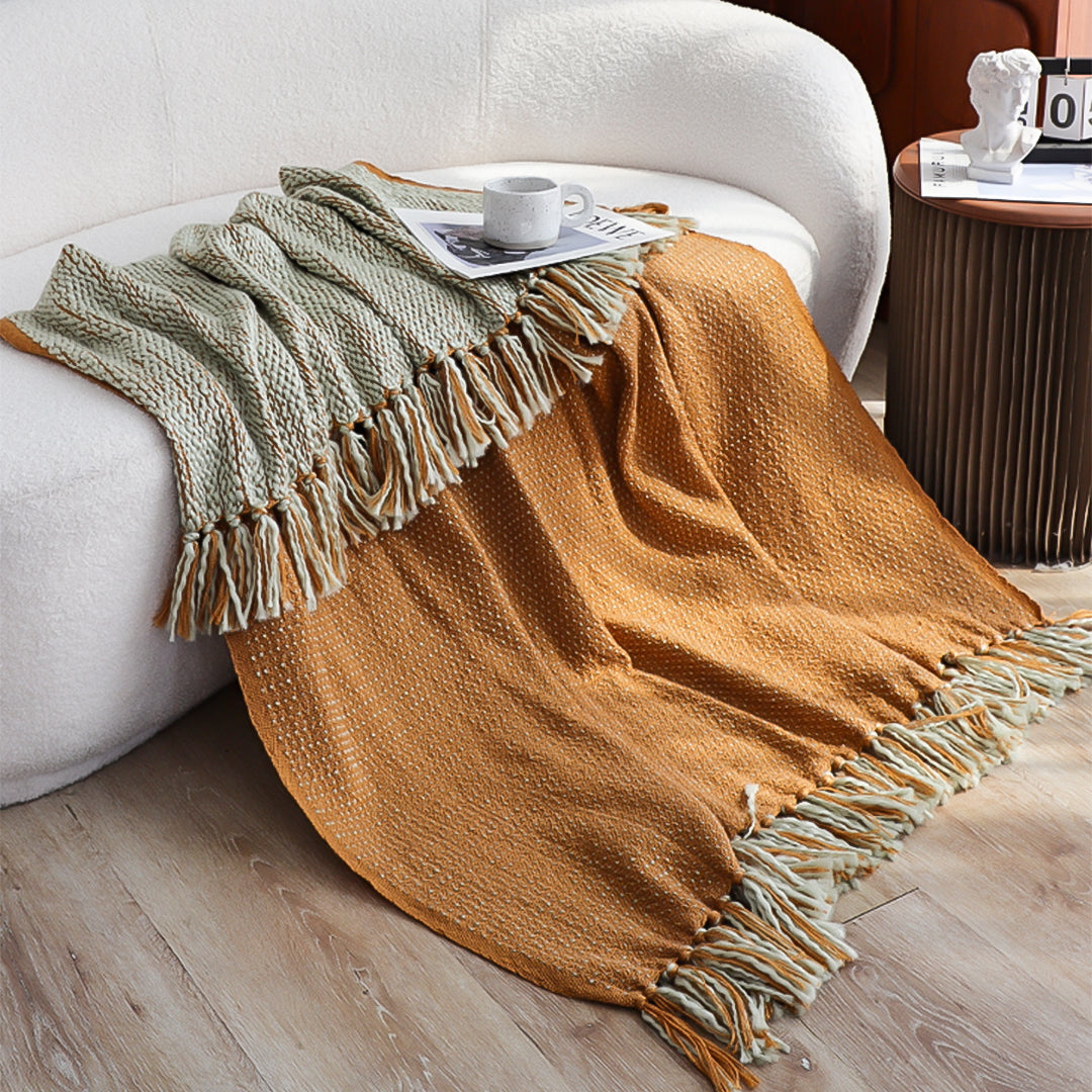 SOGA Mustard Yellow Throw Blanket 127x170cm Soft Acrylic