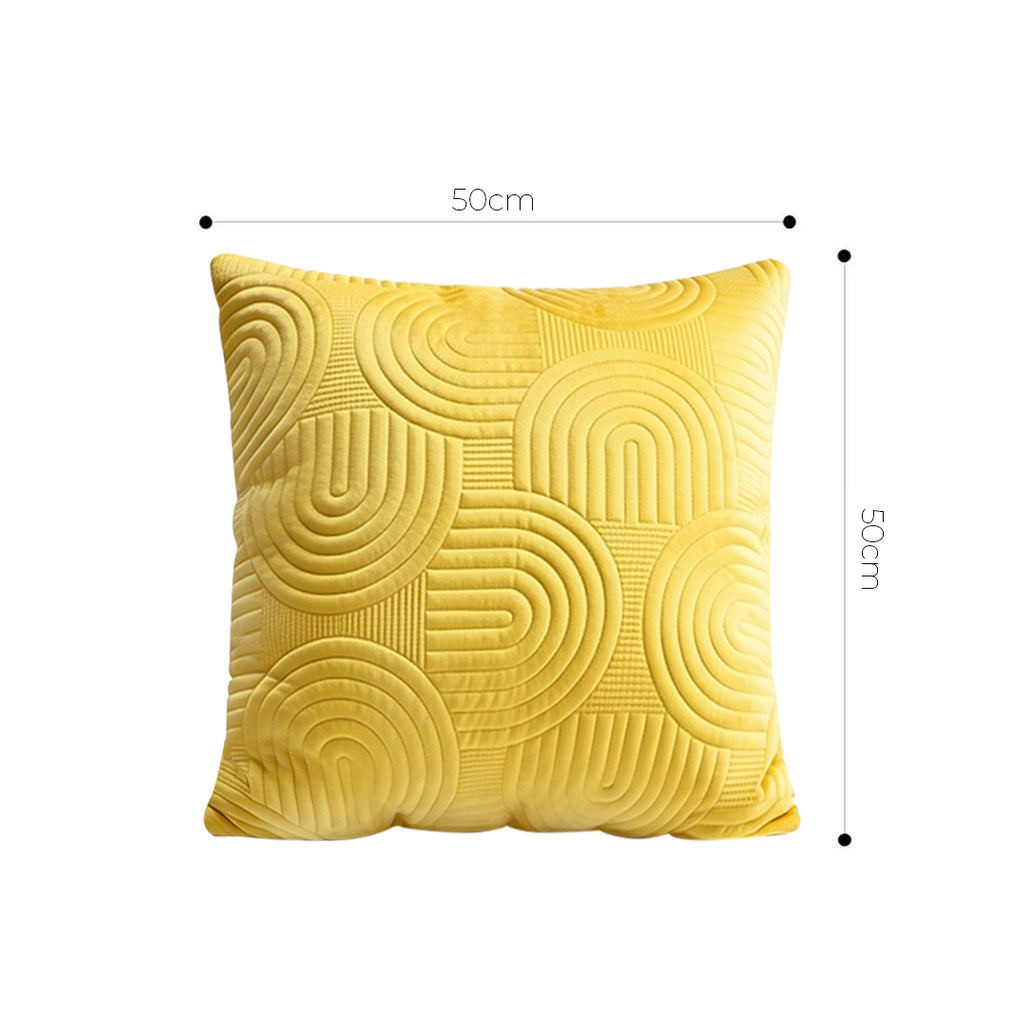 SOGA 50cm Yellow Textured Geometric Pattern Decorative Throw Pillow