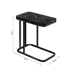 30x50cm Black Stone-Patterned Side Square Mini Table w/ Black Metal Legs