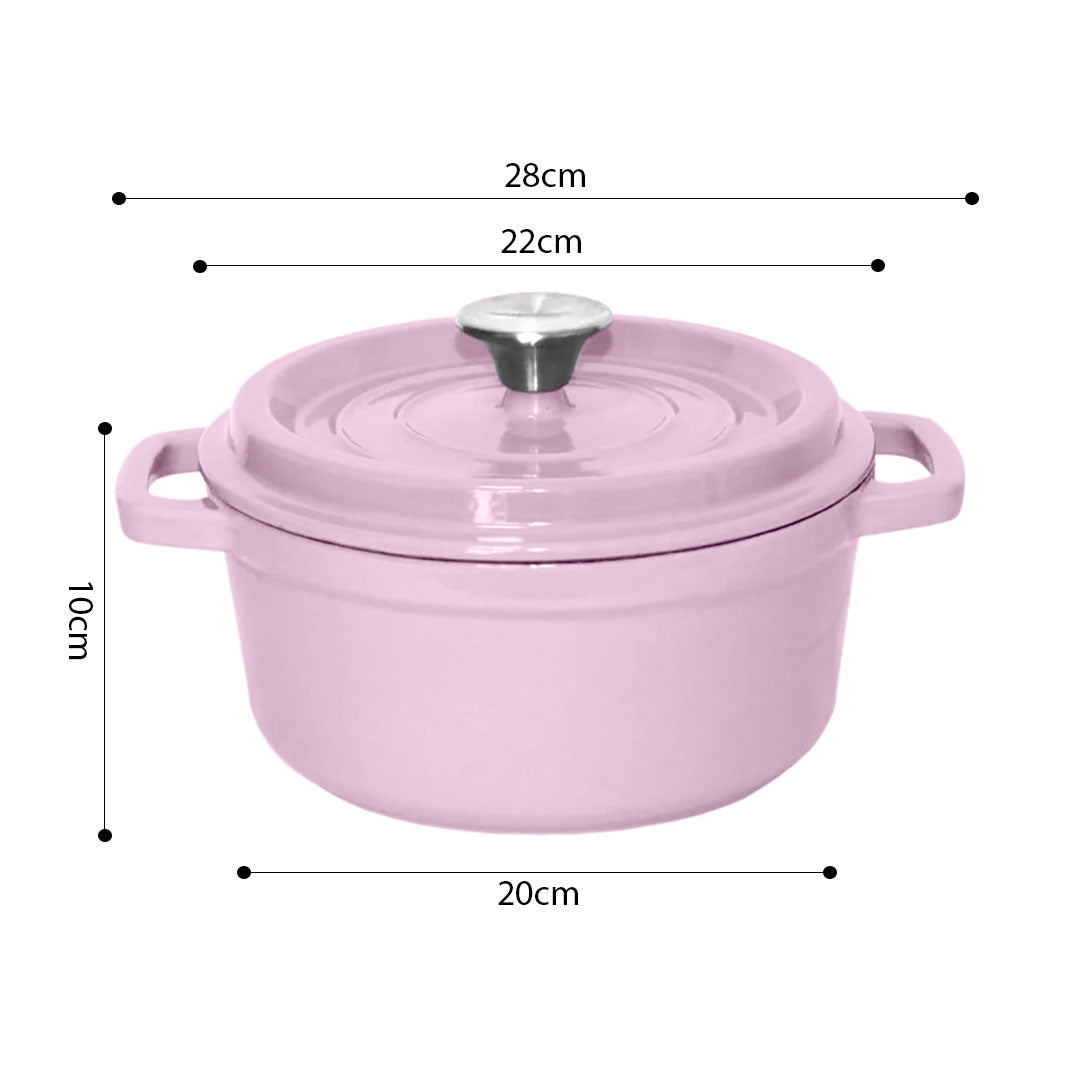 Cast Iron Ceramic Casserole 2.7L Pink 22cm