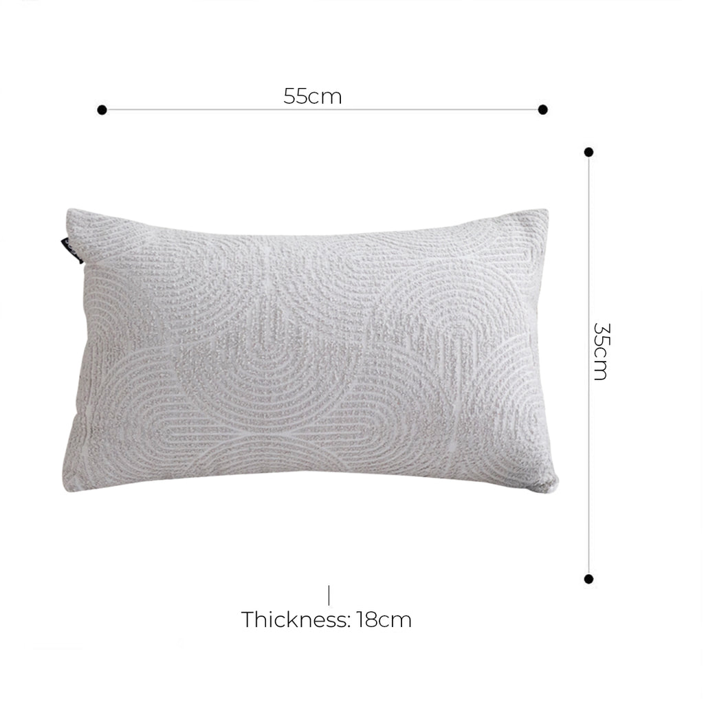 35cm Throw Pillow Off White Lumbar Embroidered