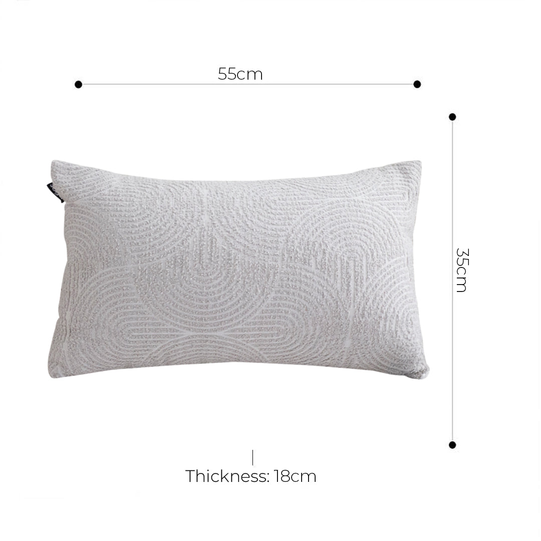 35cm Throw Pillow Off White Lumbar Embroidered