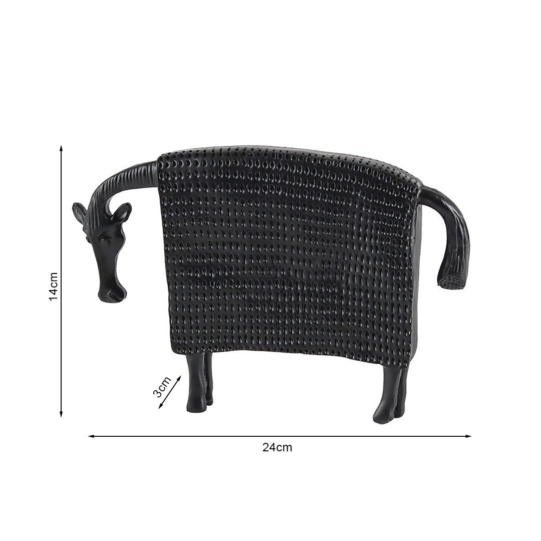 SOGA 24cm Black Cow Sculpture with Dotted Pattern in Resin for Modern Home Décor