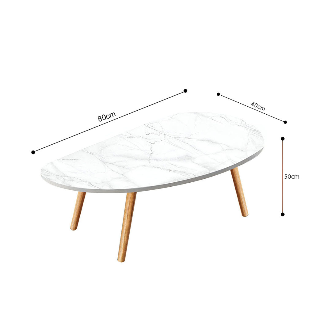 SOGA 80x40cm White Stone Pattern Living Room Nordic  Coffee Table Modern Style