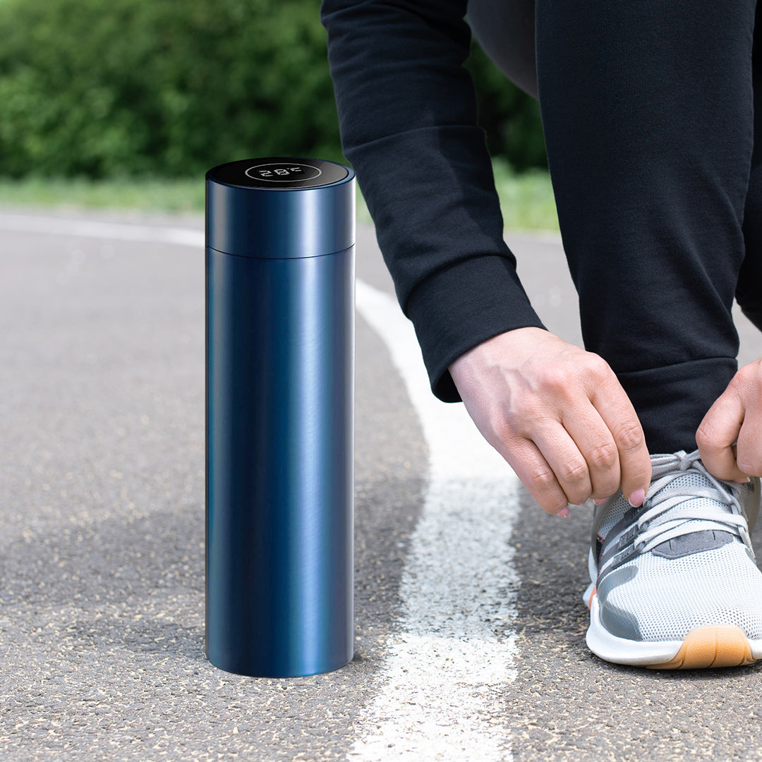 500ML Smart Thermometer Bottle Vacuum Flask Blue