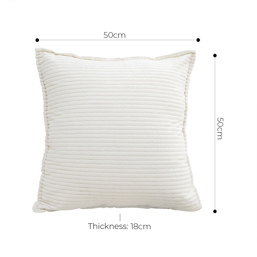 SOGA 50cm Beige Throw Pillow Warm Wabi-sabi Striped Corduroy Square