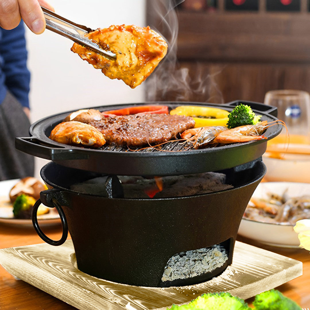 Large Cast Iron Round Stove Charcoal Table Net Grill