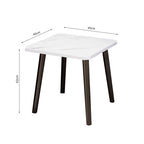 40cm White Ceramic Table Stone Pattern Black Metal Legs