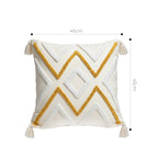 SOGA Boho Tufted Cushion 45cm Tassel Beige Yellow Geometric Chevron Throw Pillow