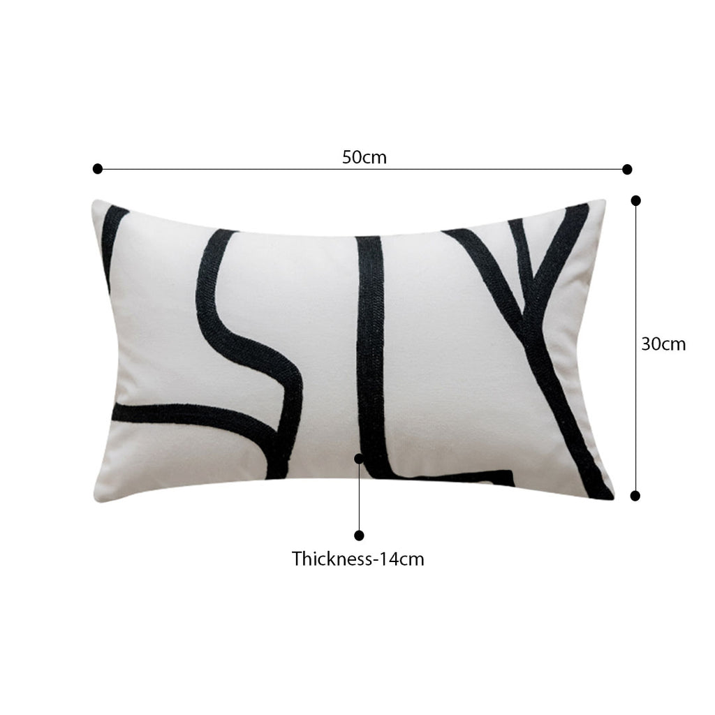 SOGA 30cm Rectangular Modern Minimalist Black Letter Print Decorative Throw Pillow