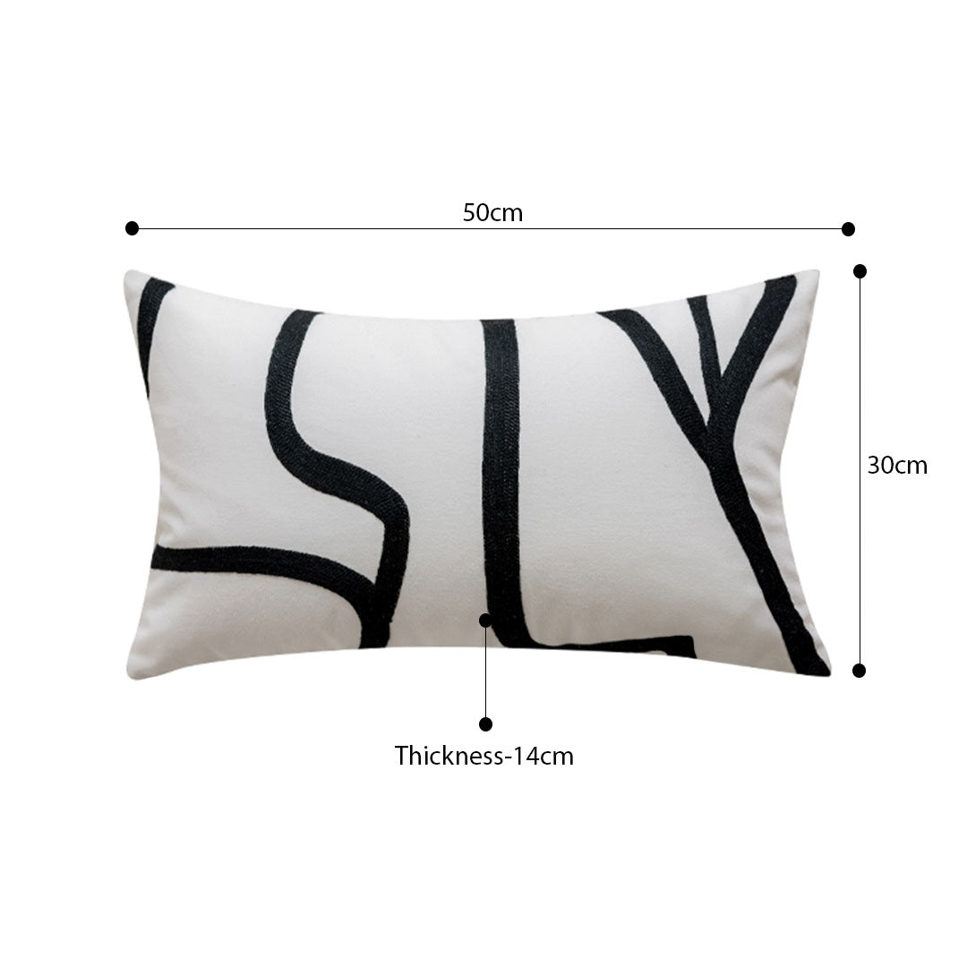 SOGA 30cm Rectangular Modern Minimalist Black Letter Print Decorative Throw Pillow