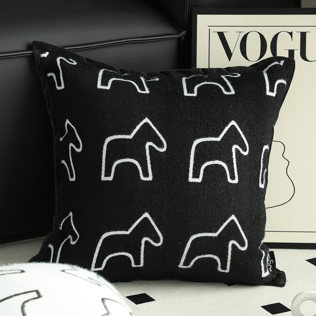 45cm Throw Pillow Black Teddy Fleece Square
