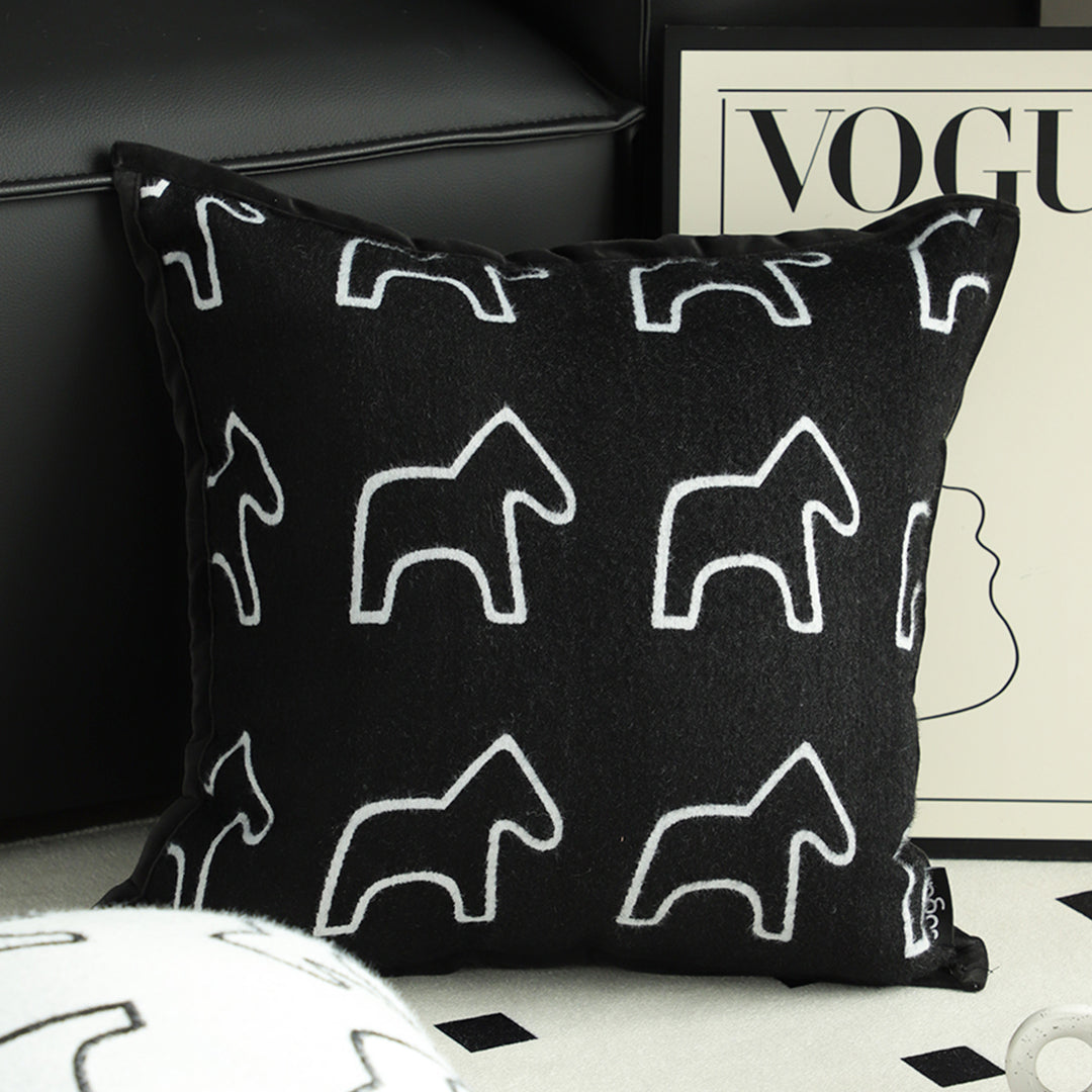 45cm Throw Pillow Black Teddy Fleece Square