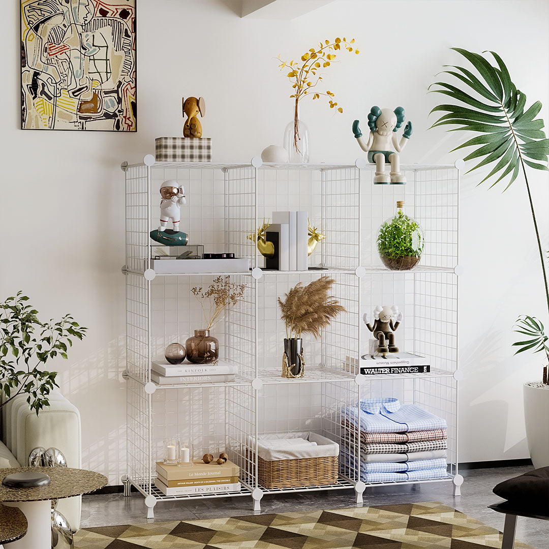 White Portable 9-Cube 3 Column Storage Organiser