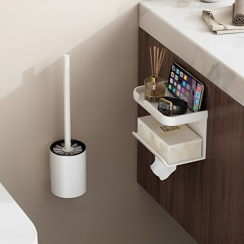 27cm Wall-Mounted Toilet Brush with Holder White