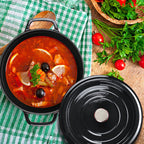 Cast Iron Porcelain Casserole 5L Black 24cm