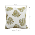 50cm Throw Pillow White with Olive Green Autumn Harvest Pumpkin Print