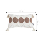 SOGA Boho Tufted Cushion 30x50cm Tassel White Brown Circle Decorative Throw Pillow
