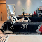 SOGA Three-seater Black Sofa Cover Leopard Print 180x340cm Polyester