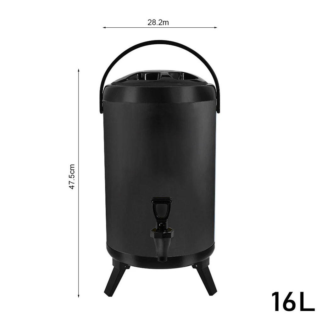 16L Stainless Steel Milk Tea Barrel with Faucet Black