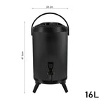 16L Stainless Steel Milk Tea Barrel with Faucet Black