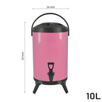 10L Stainless Steel Milk Tea Barrel with Faucet Pink