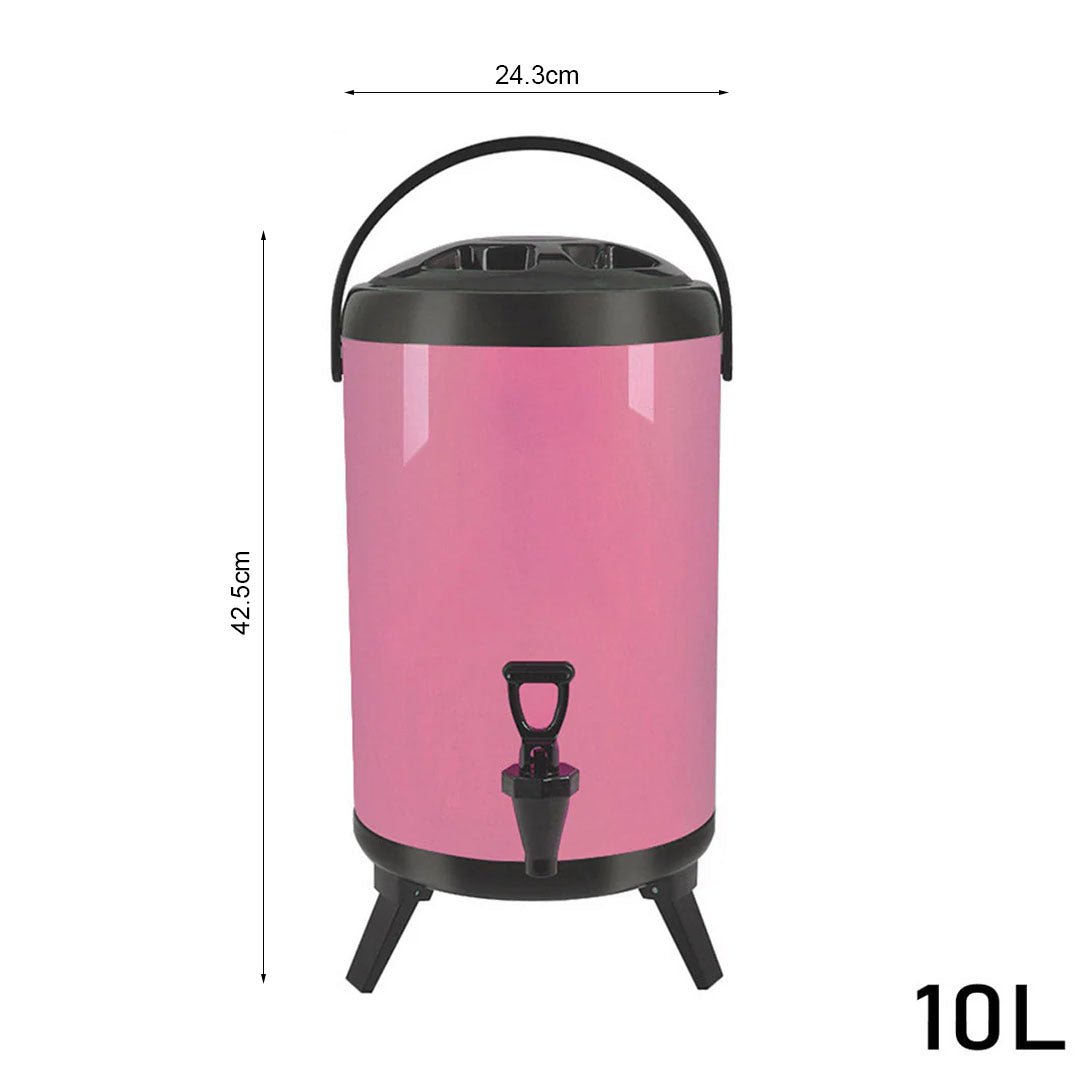 10L Stainless Steel Milk Tea Barrel with Faucet Pink