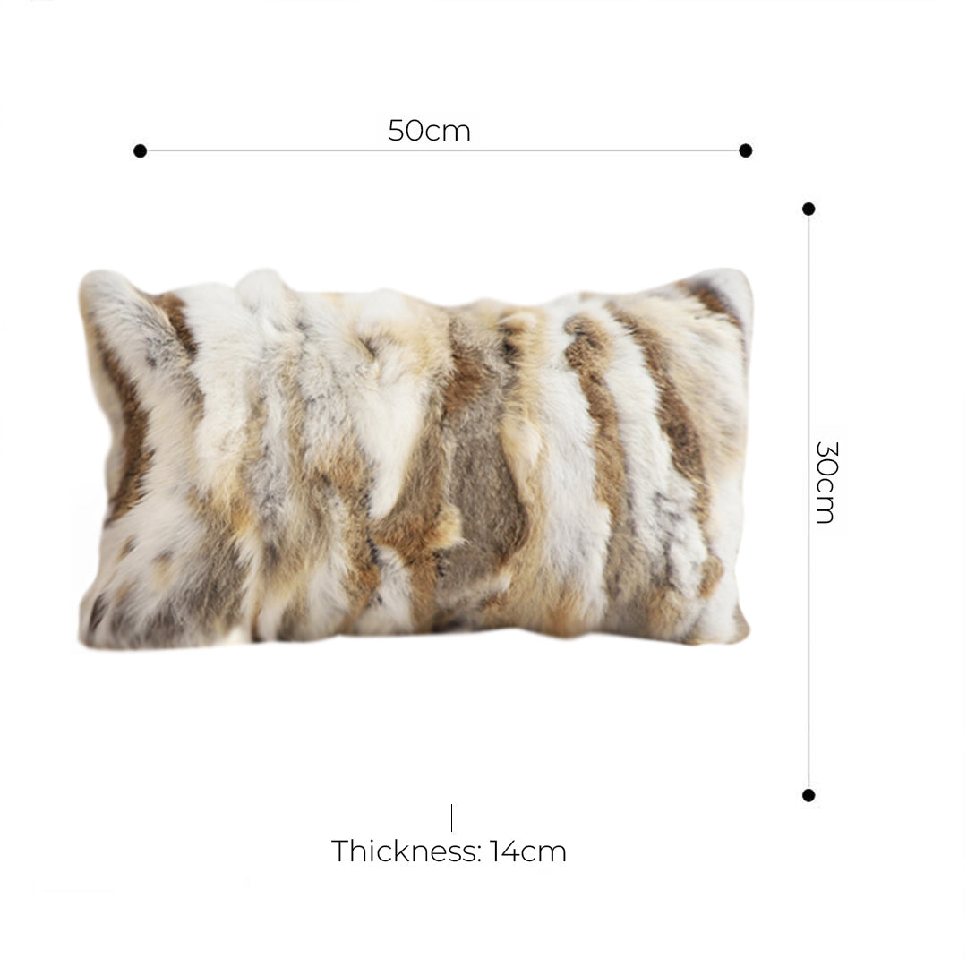 30cm Throw Pillow Coffee Rabbit Fur Lumbar
