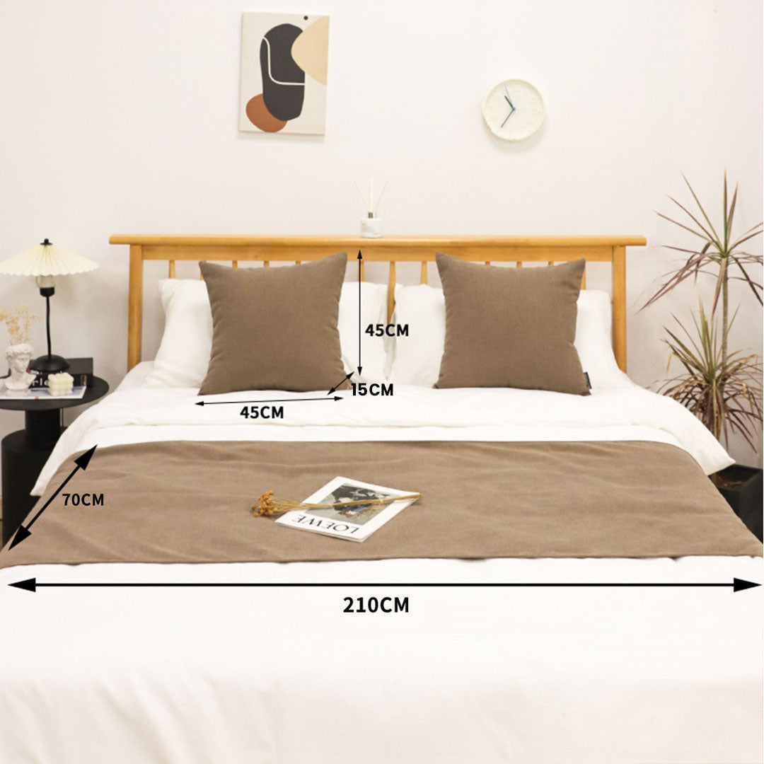 1.5m Bed Light Brown Vintage Scarf Runner Bedding Tail Pad Flag Set of 3