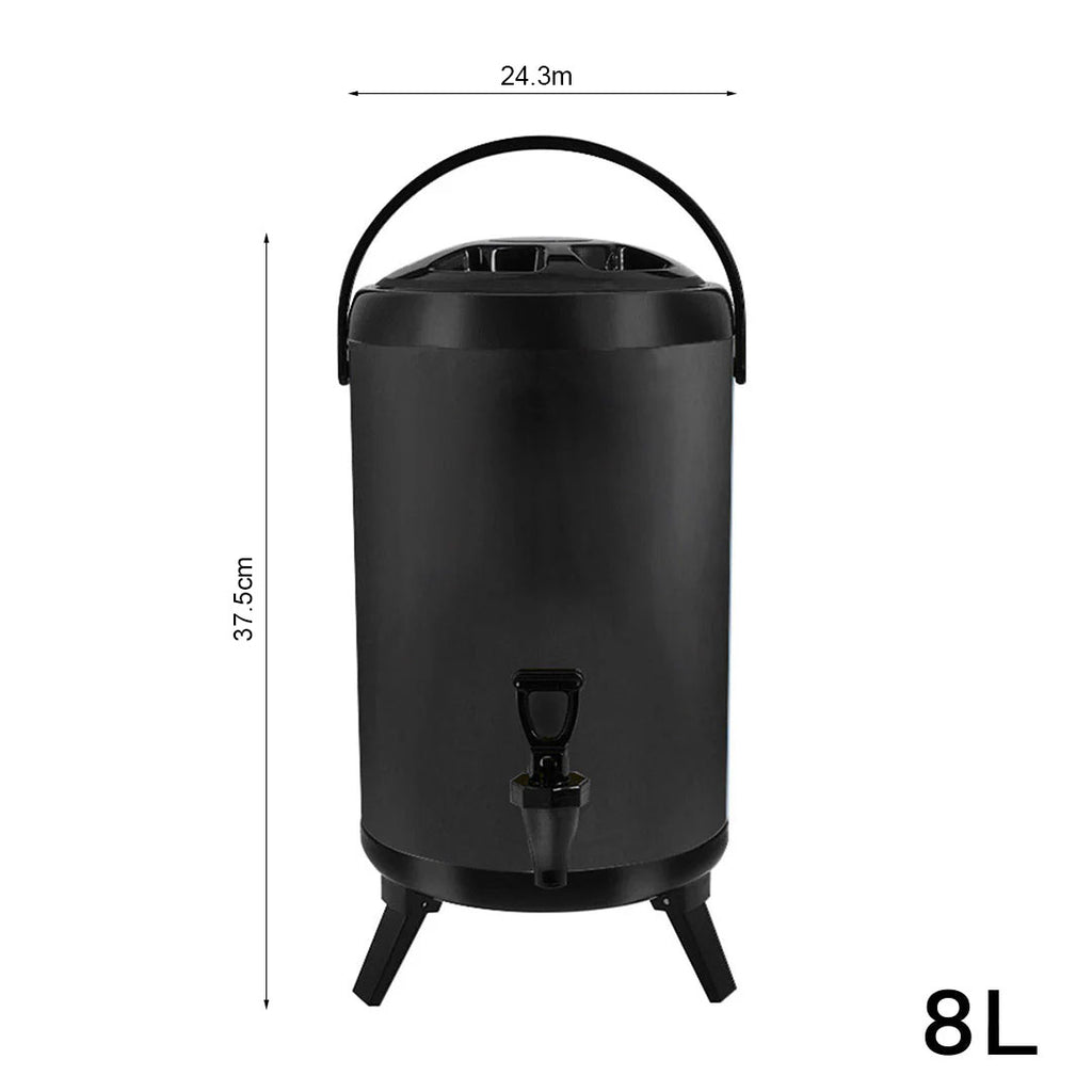 8L Stainless Steel Milk Tea Barrel with Faucet Black