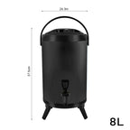 8L Stainless Steel Milk Tea Barrel with Faucet Black