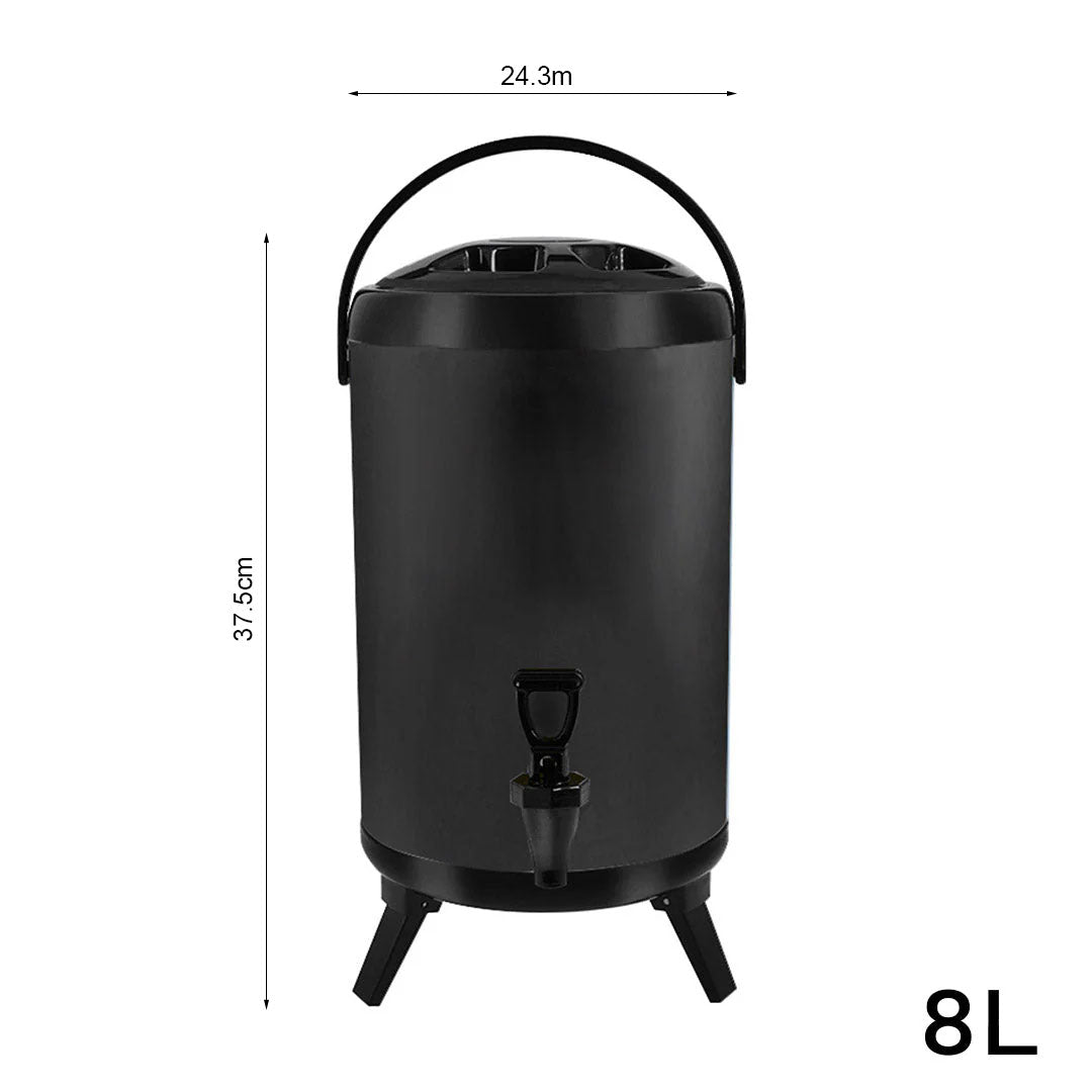 8L Stainless Steel Milk Tea Barrel with Faucet Black