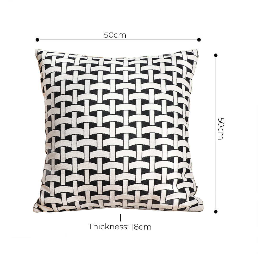 SOGA 50cm Black & White Pattern Throw Pillow Polyester Fiber Cotton