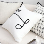 SOGA 45cm Minimalist White Script Letter Embroidered Throw Pillow
