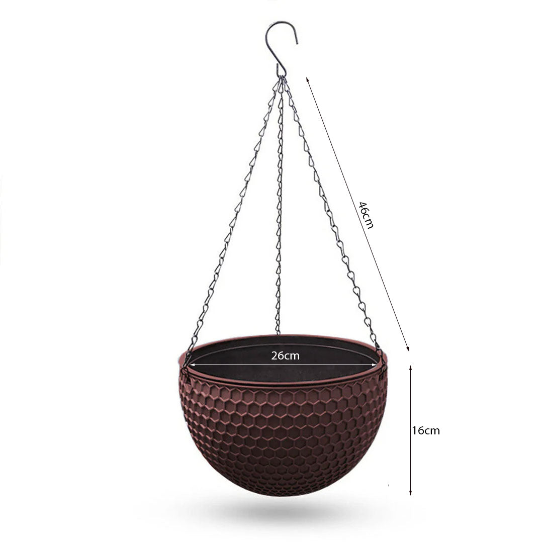 SOGA Coffee Large Hanging Resin Flower Pot Self Watering Basket Planter